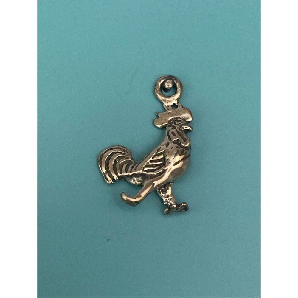 .925 Rooster Sterling Silver Jewelry Charm #vintage #chicken #farm animals